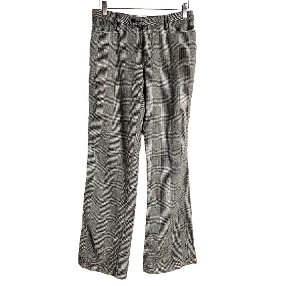 Moschino Black White Houndstooth Wool Wide Leg Cropped Trouser Pants Size 8